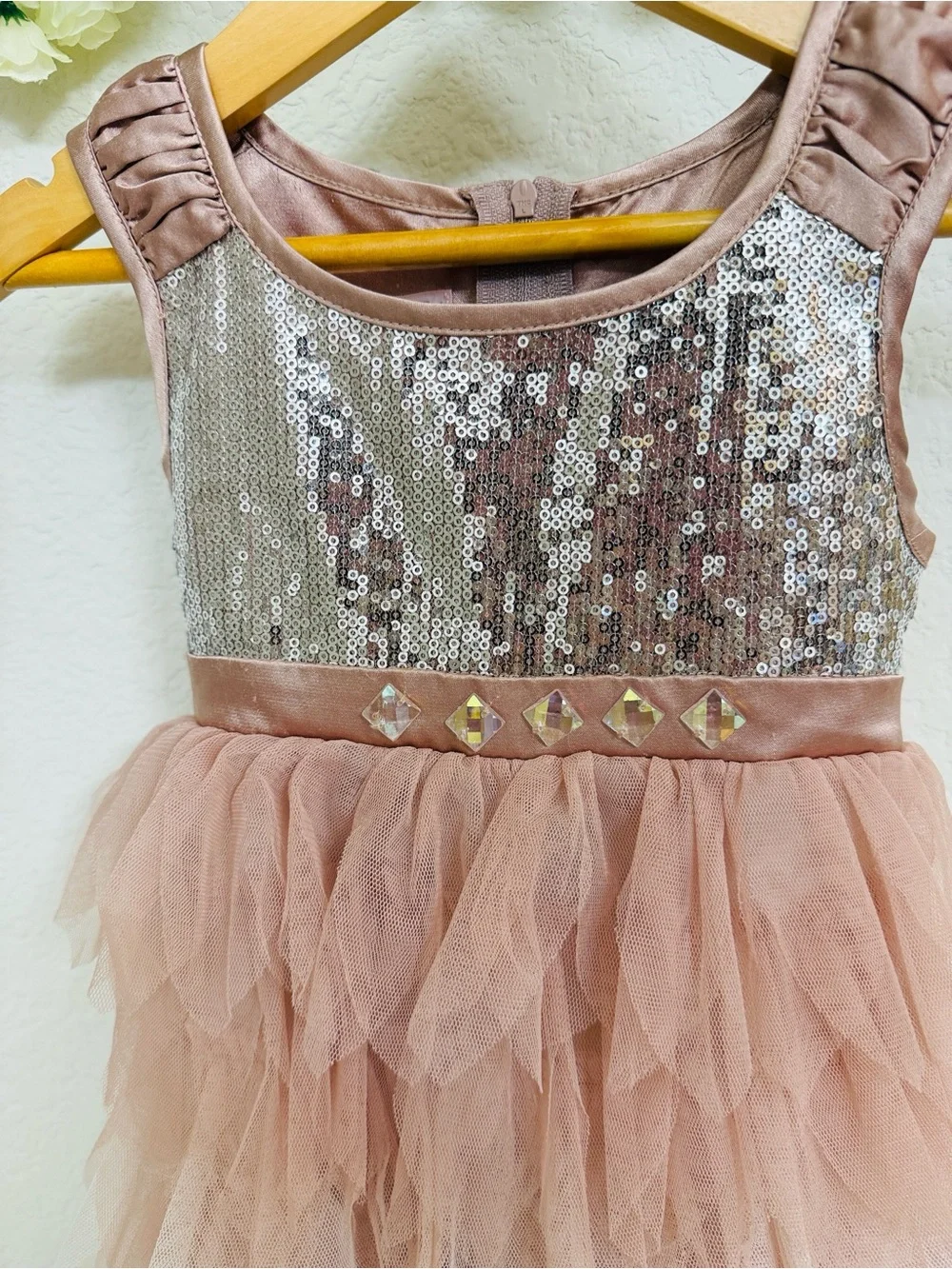 Biscotti • Rose Gold Sequin Ruffle Tulle Party Dress